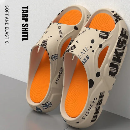 Outdoor Men Beach Shoes Non-Slip Man Slippers Thick Sandals Summer Casual Shoes Platform Indoor House Shower Bathroom Slippers