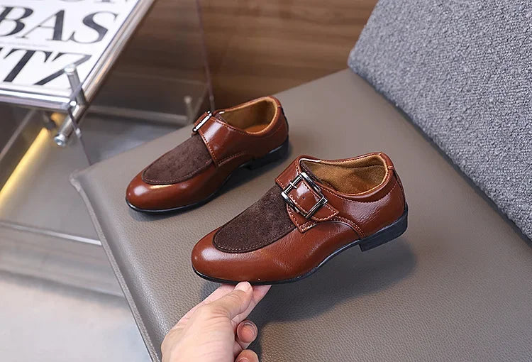 New Boy School Leather Shoes Pointed-toe Kids Formal Uniform Performance Loafers Fashion Versatile Children's Causal Low-heels
