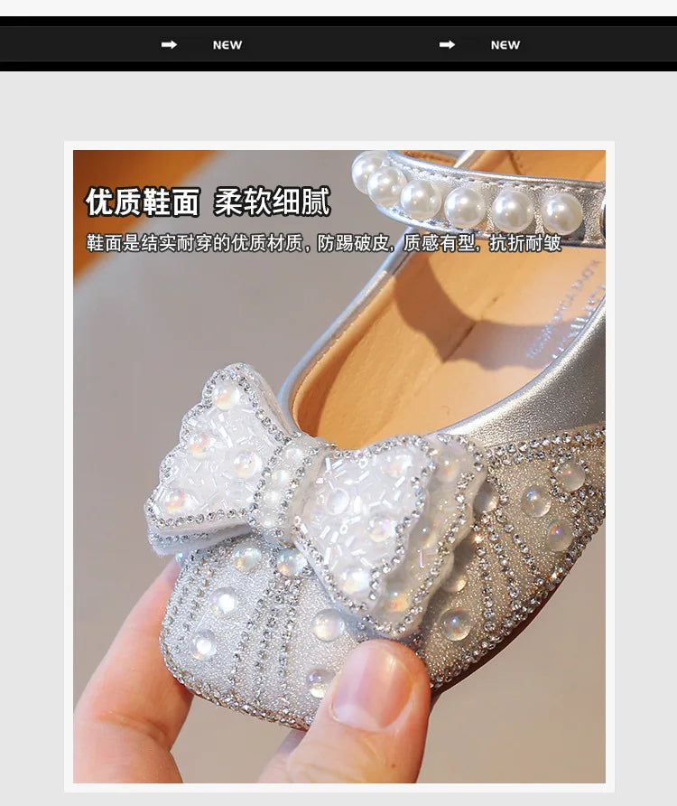 Princess Shoes for Girls Party Wedding Luxurious Glitter 23-34 Kids Single Shoe Summer Spring Autumn Fashion Girl's Flats