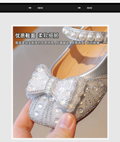 Princess Shoes for Girls Party Wedding Luxurious Glitter 23-34 Kids Single Shoe Summer Spring Autumn Fashion Girl's Flats