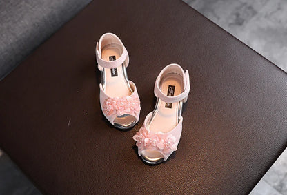 Girls Rhinestone Flower Shoes Low Heel Flower Wedding Party Dress Pump Shoes Princess Shoes For Kids Toddler