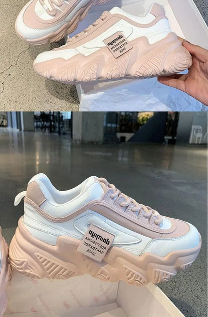 2023Women Shoes Fashion Trend Casual Sneakers Women Comfortable Soft Bottom Lace Up Female Platform Shoes Zapatos De Mujer