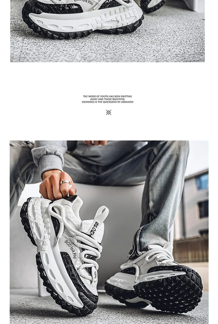New Thick Soled Height Increasing Men's Casual Shoes 2025 Spring Color Blocked Comfortable Fashion Trend Low Cut Chunky sneakers (Available)