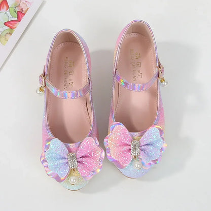 Girls High Heel Dress Shoes Children Princess Marijane Wedding Party High Heels Female  Bridesmaid Kid Show Single Leather Shoes