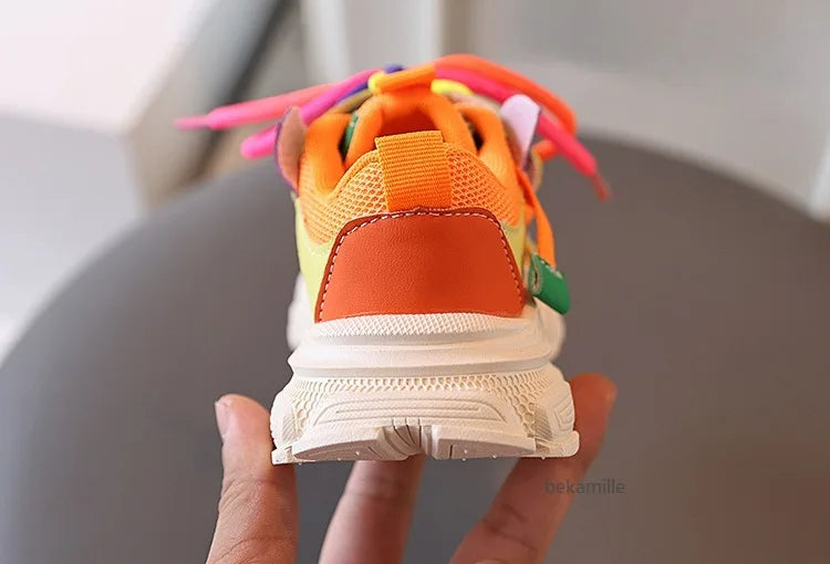 Girls & Boys Casual Sneakers Soft Sole Sports Shoes For Child Autumn colorful