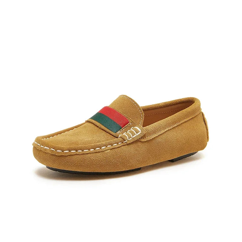 Boys Leather Shoes Black White for School Party Wedding Kids Formal Flats Loafers Slip-on Soft Loafers Children Moccasins 26-37