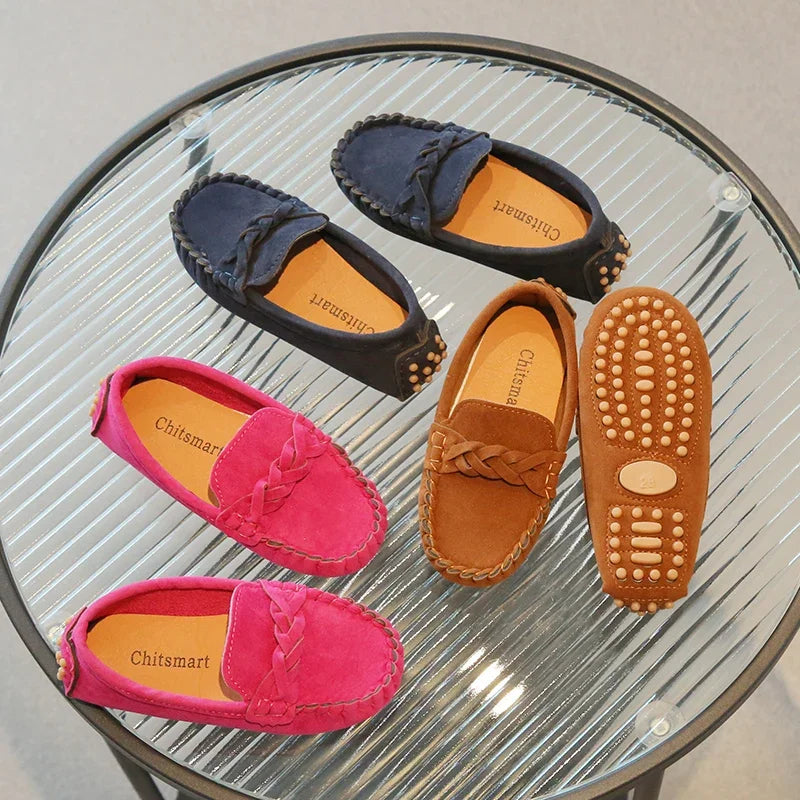 Boys Leather Shoes Fashion Kids Flats Loafers Slip-on Moccasins Classic Children Party Shoes 2024 Spring Autumn Soft Breathable