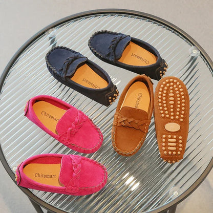 Boys Leather Shoes Fashion Kids Flats Loafers Slip-on Moccasins Classic Children Party Shoes 2024 Spring Autumn Soft Breathable
