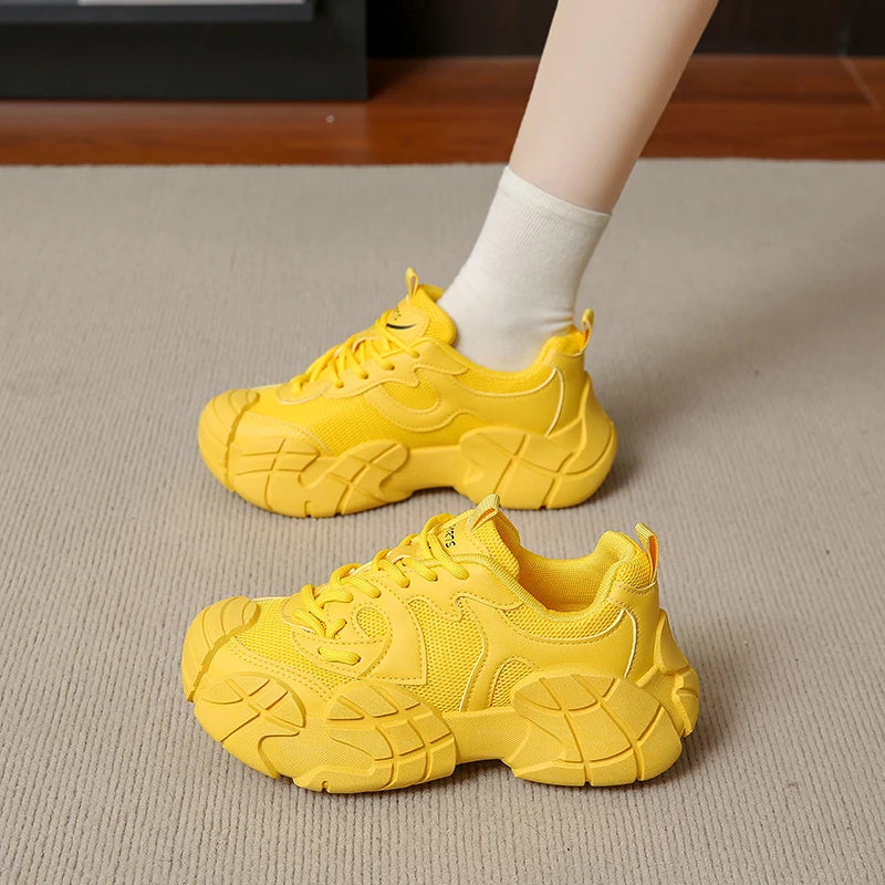 Women Platform Sneakers Lace Up Running Sports Shoes Soft Breathable Tennis Sneakers Casual Outdoor Comfortable Shoes For Female