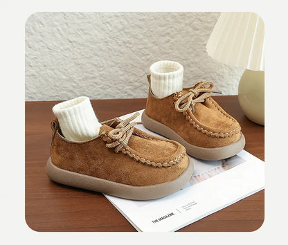 Kids Casual Loafers for Boys Girls 2025 New Autumn Toddler Walking Shoes Non-slip Thick Sole Retro Chic School Outdoor Footwear
