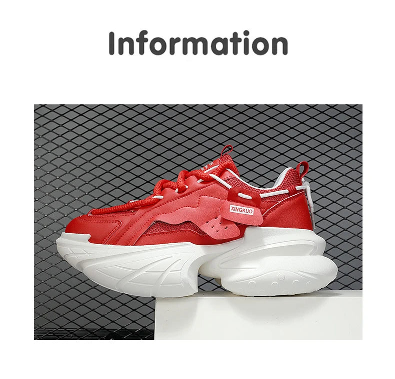 Men's Sneakers British Style Casual Platform Shoes For Men Sport Running Athletic Basketball Punk Red Sneakers Male 2025 Good