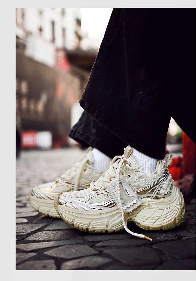 White Chunky Sneakers Women Summer Autumn Bling Rhinestones Shoes for Girls Thick Platform Footwear Size 36-44 Shoes for Men