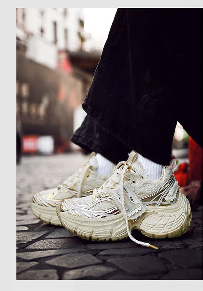 White Chunky Sneakers Women Summer Autumn Bling Rhinestones Shoes for Girls Thick Platform Footwear Size 36-44 Shoes for Men