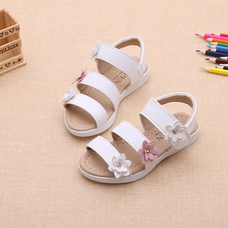 Girls Sandals Gladiator Flowers Sweet Soft Children's Beach Shoes Kids Summer Floral Sandals Princess Fashion Cute High Quality