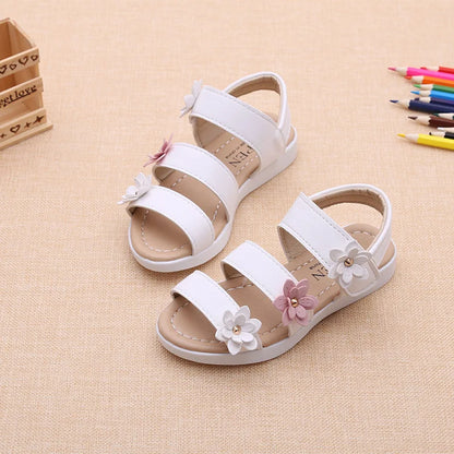 Girls Sandals Gladiator Flowers Sweet Soft Children's Beach Shoes Kids Summer Floral Sandals Princess Fashion Cute High Quality