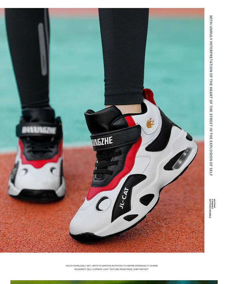 Kids Basketball Shoes Boys Student Sports Shoes School Daily Outdoor Running Sneakers High Top Children Basketball Sneakers
