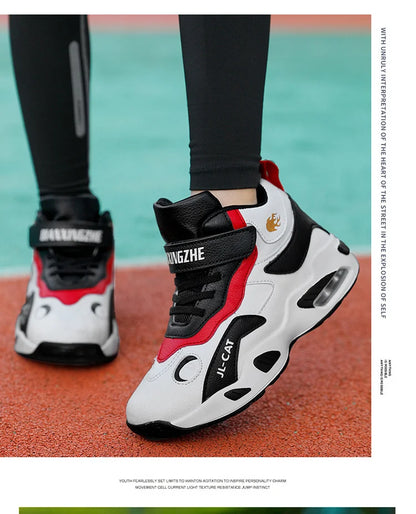 Kids Basketball Shoes Boys Student Sports Shoes School Daily Outdoor Running Sneakers High Top Children Basketball Sneakers