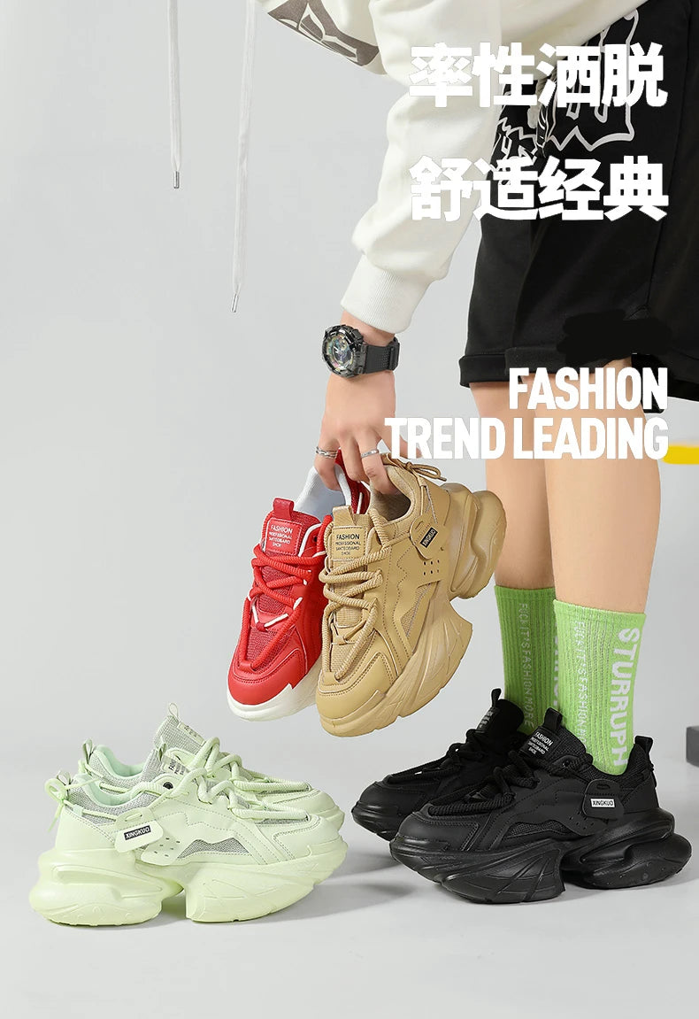 Men's Sneakers British Style Casual Platform Shoes For Men Sport Running Athletic Basketball Punk Red Sneakers Male 2025 Good
