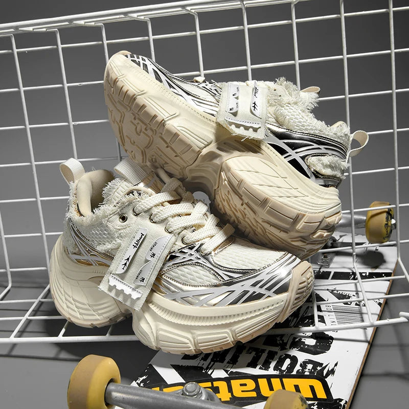 White Chunky Sneakers Women Summer Autumn Bling Rhinestones Shoes for Girls Thick Platform Footwear Size 36-44 Shoes for Men