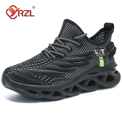 Men Sports Running Black Jogging Shoes Casual Sneakers Outdoor Breathable Mesh Women Light Shock-absorption Black Tennis