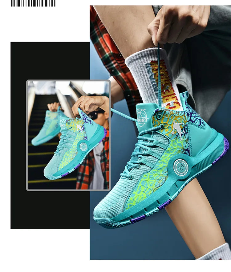 Hot Sale Cheap High Basketball Sneakers Men Women Fashion Printed Basketball Trainers Baskets Outdoor Platform Sport Shoes Boys