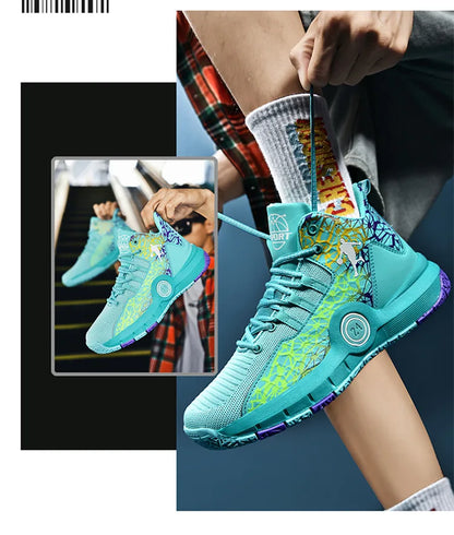 Hot Sale Cheap High Basketball Sneakers Men Women Fashion Printed Basketball Trainers Baskets Outdoor Platform Sport Shoes Boys