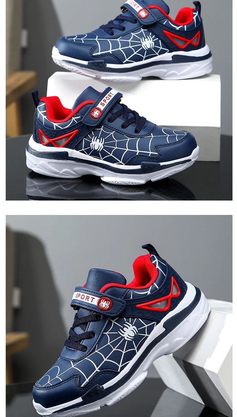Kids Shoes Boys Sneakers Red PU Leather Children Sneakers New Fashion Casual Fashion Sports Outdoor Running Tennis Shoes for Boy
