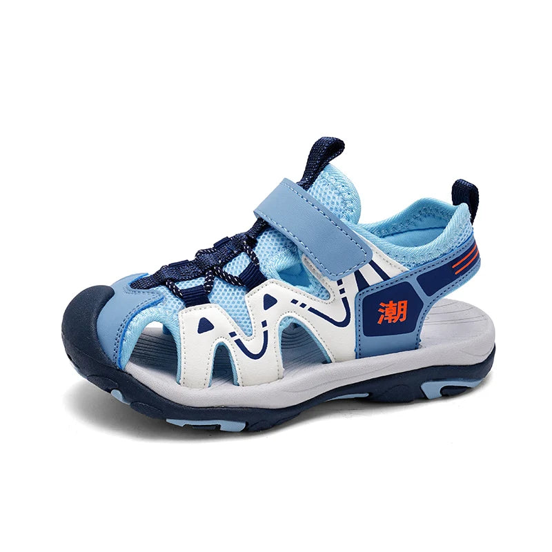 Summer Kids Beach Sandals Shoes Closed Toe Anti Bump Children's Walking Flat Shoe Outdoor Breathable Boy's Soft Sole Sandals