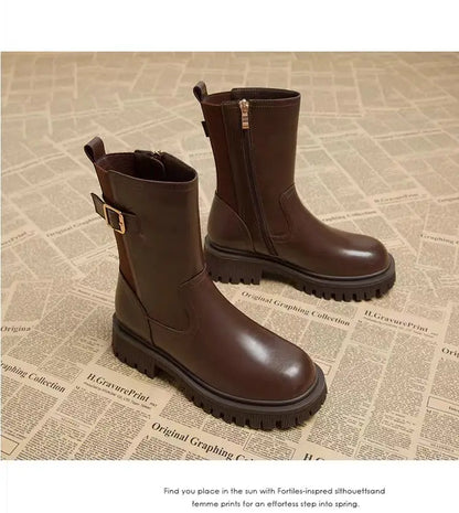 Women's Boots Designer Heeled Shoes Leather Retro Ankle Boots Fashion Goth Chelsea Boots New Walking Cozy Dress Mujer Botas