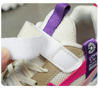 Fashion Children Shoes Girls Sneaker Black Pink PU Leather Platform Casual Sneaker School Tennis Sports Shoes for Girls