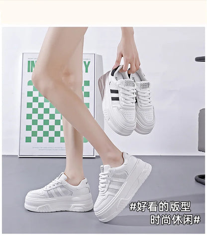 White Sneakers for Women Versatile Thick-Soled Height-Increasing Summer Height-Increasing Sports Casual Board Shoes