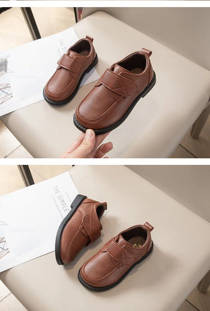 Boys Leather Shoes New Fashion Kids Causal School Formal Flat Shoes Black Brown Simple Performance Children Uniform Shoes
