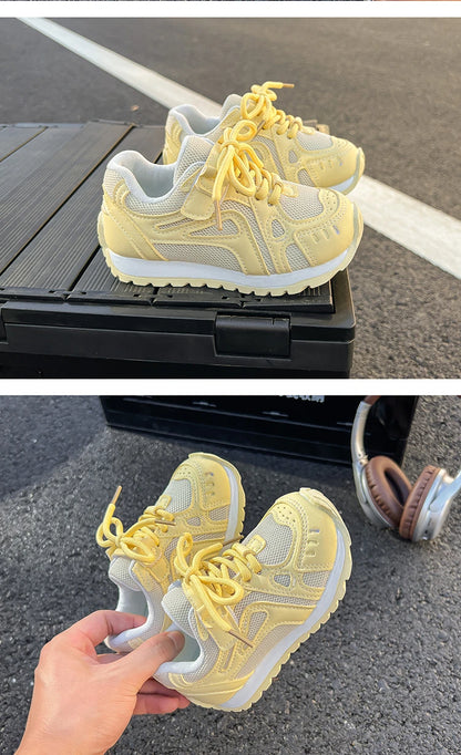 Spring Autumn Girls Sports Shoes Mesh Breathable Candy Color Kids Sneakers Soft Sole Children Casual Running Shoes Non-slip
