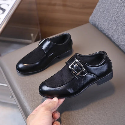 New Boy School Leather Shoes Pointed-toe Kids Formal Uniform Performance Loafers Fashion Versatile Children's Causal Low-heels