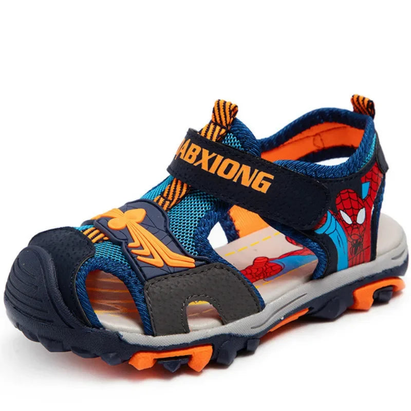 New Summer Kids Boys Sandals Closed Toe Cartoon Spiderman Shoes Orthopedic Sport Pu Leather Soft Baby Girls Beach Shoes Children