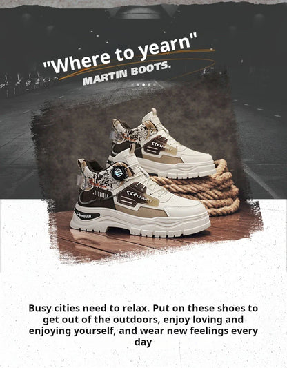 Men's Casual Outdoor Boots Fall Breathable Trendy Versatile Leisure Knob Board Shoes Anti-slip Riding Fashion Sneakers  (Available)