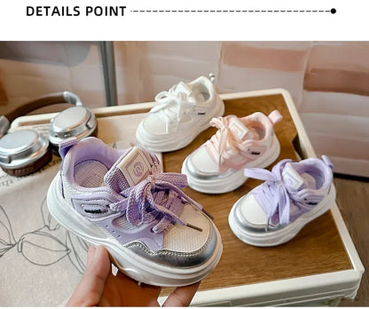 Students Sneakers Soft Sole Girls Running Shoes Mesh Breathable New Fashion Toddle Children Sports Shoes Non-slip Trendy