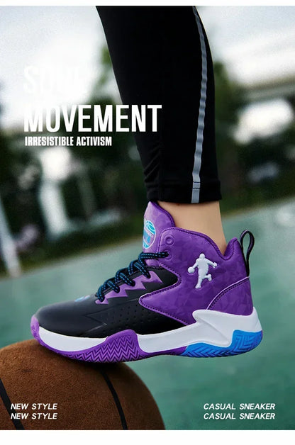 Children Basketball Shoes for Boys Girls Kids Teenagers Breathable Non-slip Lace Up Indoor Outdoor Training Sneakers Tennis Shoe