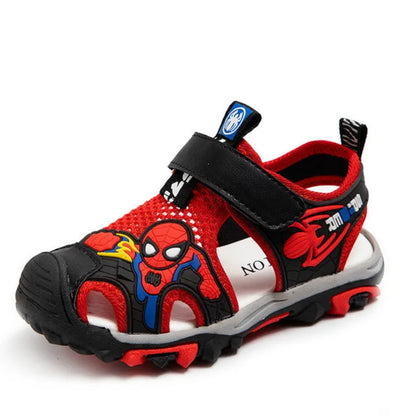 New Summer Kids Boys Sandals Closed Toe Cartoon Spiderman Shoes Orthopedic Sport Pu Leather Soft Baby Girls Beach Shoes Children
