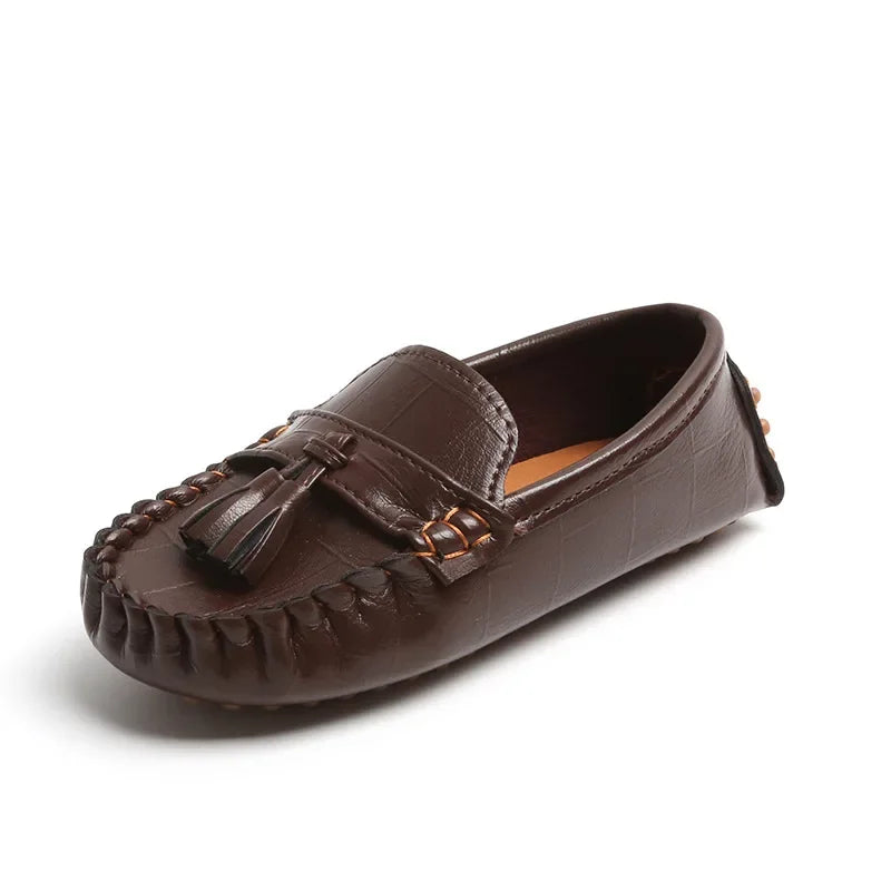 Children Moccasin Shoes Boys Flats Loafers Non-slip Tassels Cute Kids Casual Leather Shoes Soft Slip-on Pleated Solid Color 2023