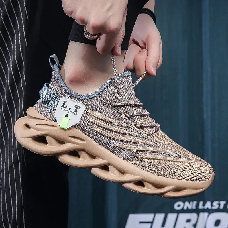 Men Sports Running Black Jogging Shoes Casual Sneakers Outdoor Breathable Mesh Women Light Shock-absorption Black Tennis