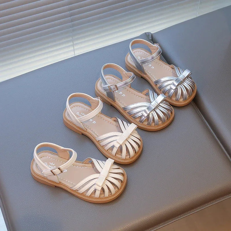 Girls Summer Non-slip Soft Sole Sandals Toddler Cute Bow Round Head Beach Shoes Baby Girl Fashion Elegant School Party Shoes