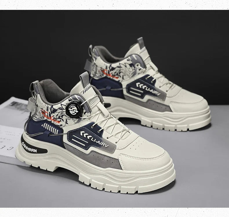 Men's Casual Outdoor Boots Fall Breathable Trendy Versatile Leisure Knob Board Shoes Anti-slip Riding Fashion Sneakers  (Available)
