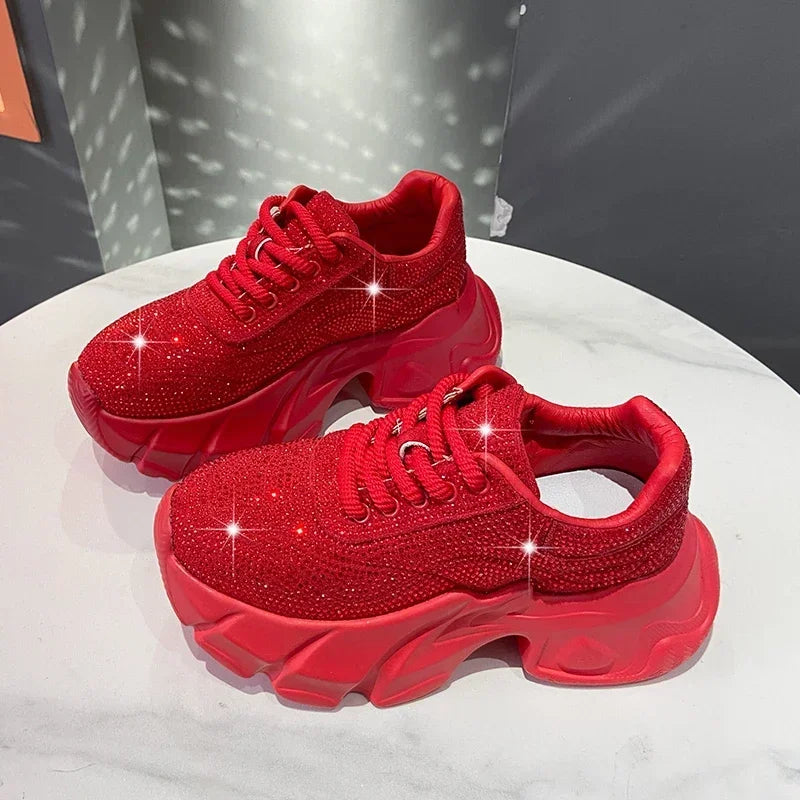 Shoes for Women New Shiny Rhinestone Women's Sneakers Shoes Autumn Korean Fashion Thick Sole Sports Shoes Zapatos De Mujer