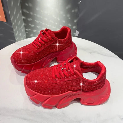 Shoes for Women New Shiny Rhinestone Women's Sneakers Shoes Autumn Korean Fashion Thick Sole Sports Shoes Zapatos De Mujer