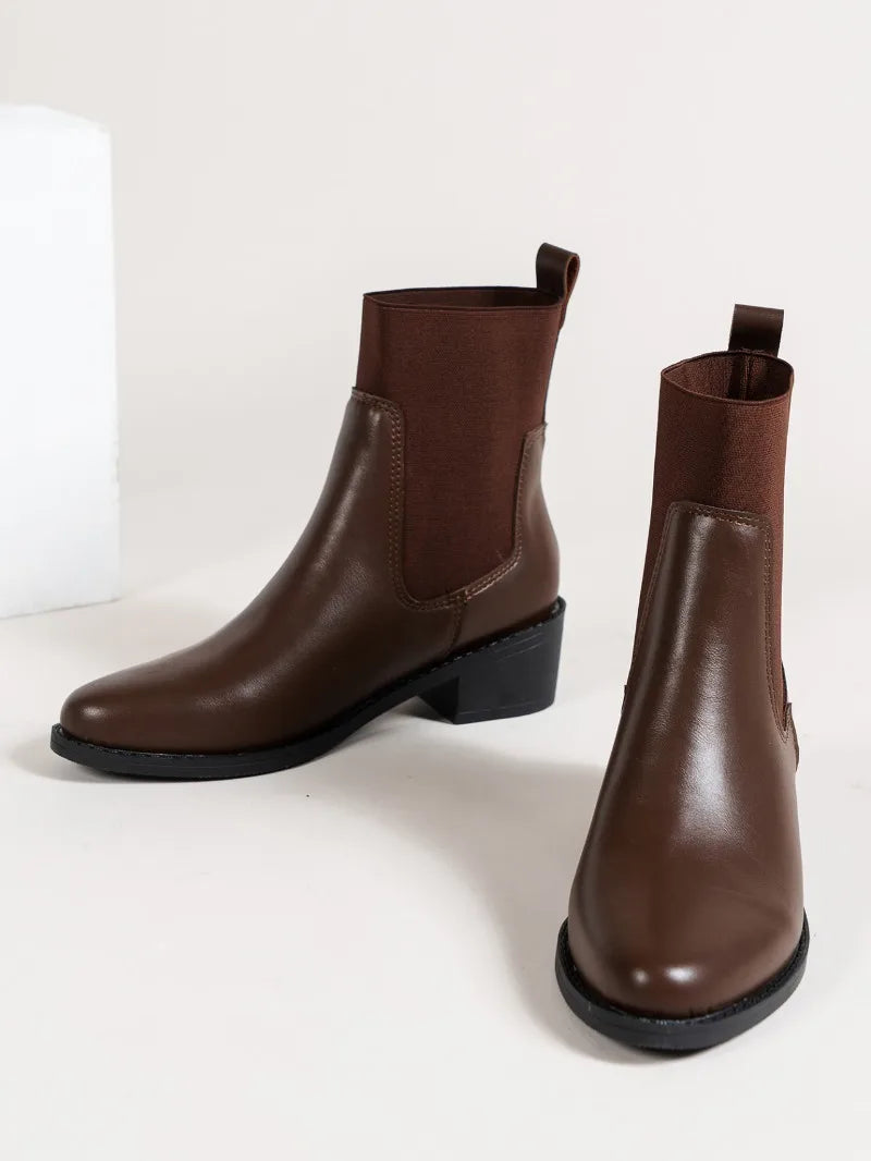 Fashion Boots Women's Short Boots New Style Thick Heel Chelsea Boots Women's Versatile Elastic Thin Boots Comfortable