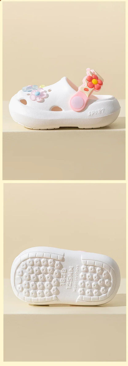 Summer Childrens Slippers Baby New Cute Flowers Soft Sole Sandals Indoor Soft Anti Slip Girl Sandals Hole Shoes Kids Beach Shoes
