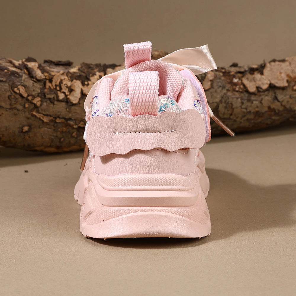 Children Shoes New Spring Toddler Girls Sport Shoes Bling Bling Soft Sole Breathable Outdoor Tennis Fashion Kids Sneakers