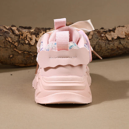 Children Shoes New Spring Toddler Girls Sport Shoes Bling Bling Soft Sole Breathable Outdoor Tennis Fashion Kids Sneakers