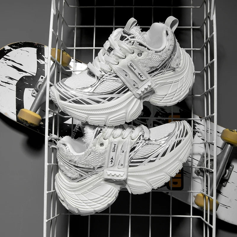White Chunky Sneakers Women Summer Autumn Bling Rhinestones Shoes for Girls Thick Platform Footwear Size 36-44 Shoes for Men